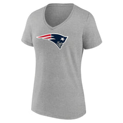 New England Patriots Women's Primary Team Logo V-Neck T-Shirt - Heather Gray outlet