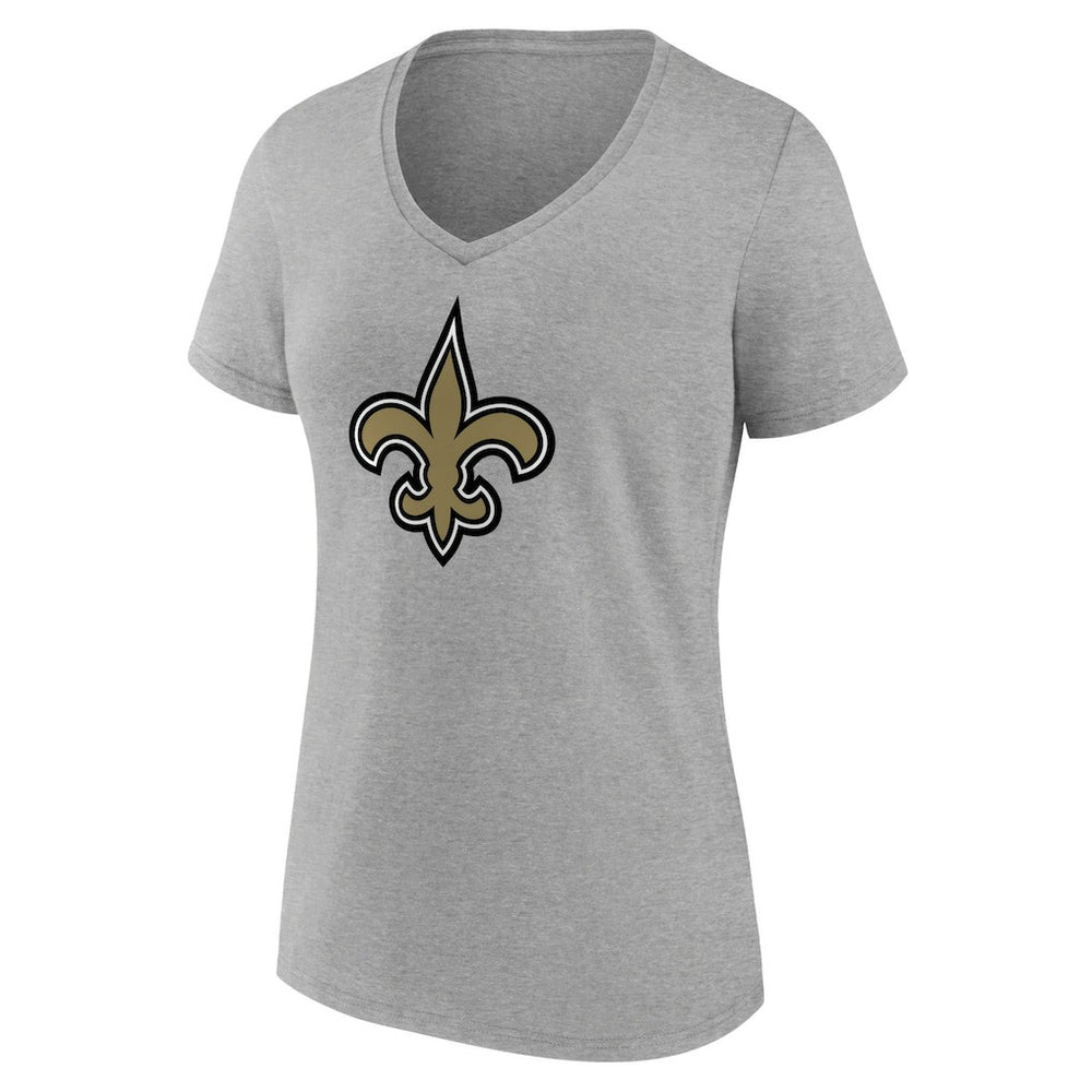 New Orleans Saints Women's Primary Team Logo V-Neck T-Shirt - Heather Gray outlet