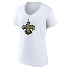 New Orleans Saints Women's Primary Team Logo V-Neck T-Shirt - White sale
