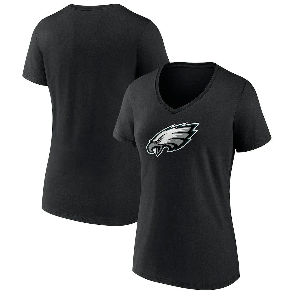 Philadelphia Eagles Women's Primary Team Logo V-Neck T-Shirt - Black on sale