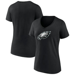 Philadelphia Eagles Women's Primary Team Logo V-Neck T-Shirt - Black on sale