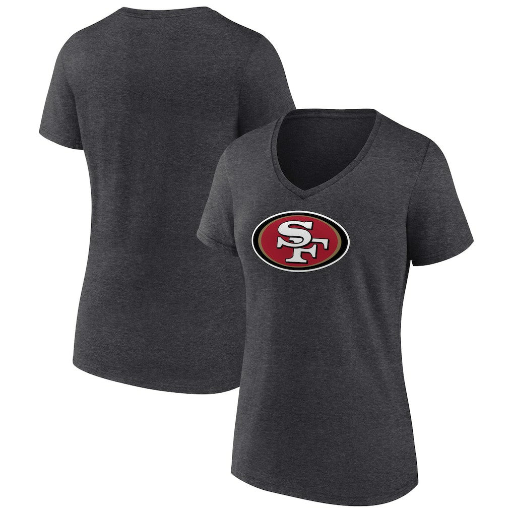 San Francisco 49ers Women's Primary Team Logo V-Neck T-Shirt - Charcoal on sale