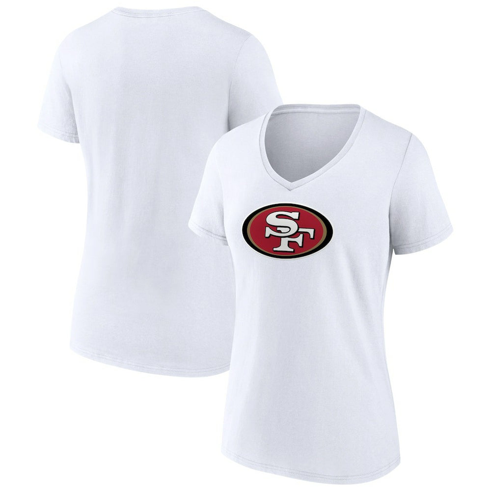 San Francisco 49ers Women's Primary Team Logo V-Neck T-Shirt - White cheap