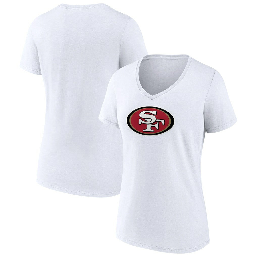 San Francisco 49ers Women's Primary Team Logo V-Neck T-Shirt - White cheap