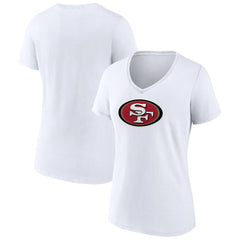 San Francisco 49ers Women's Primary Team Logo V-Neck T-Shirt - White cheap
