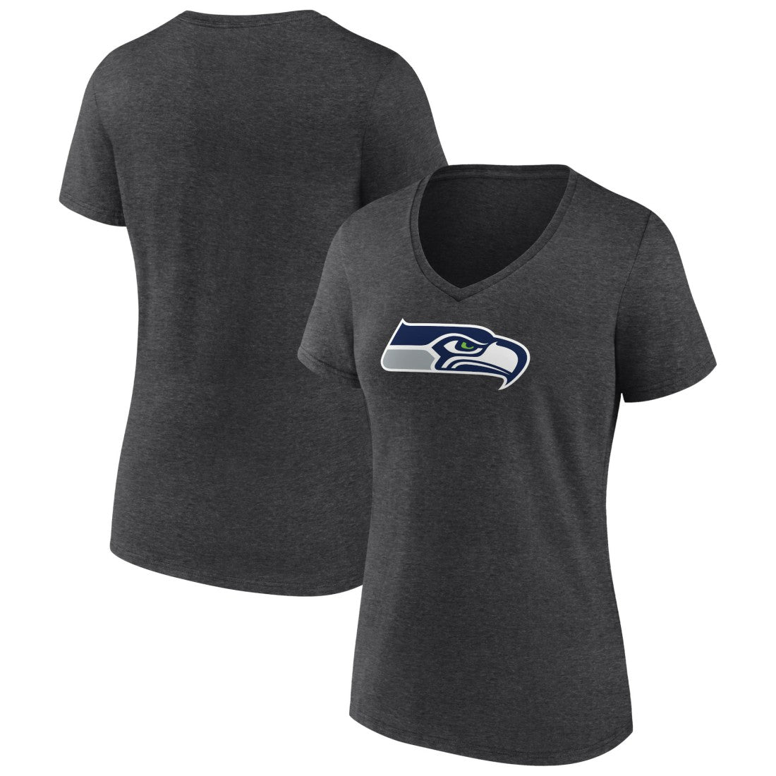 Seattle Seahawks Women's Primary Team Logo V-Neck T-Shirt - Charcoal sale