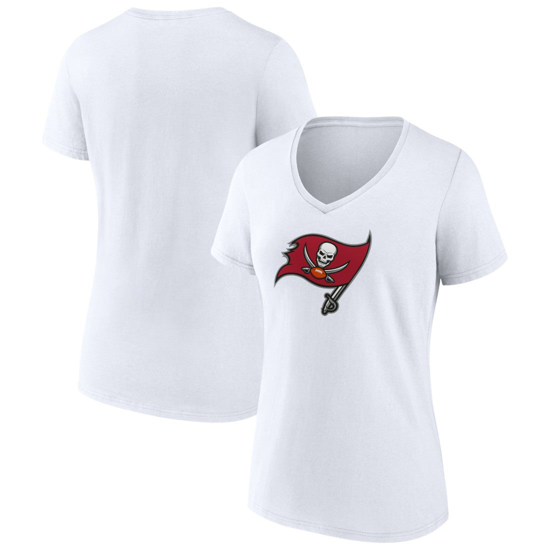 Tampa Bay Buccaneers Women's Primary Team Logo V-Neck T-Shirt - White sale