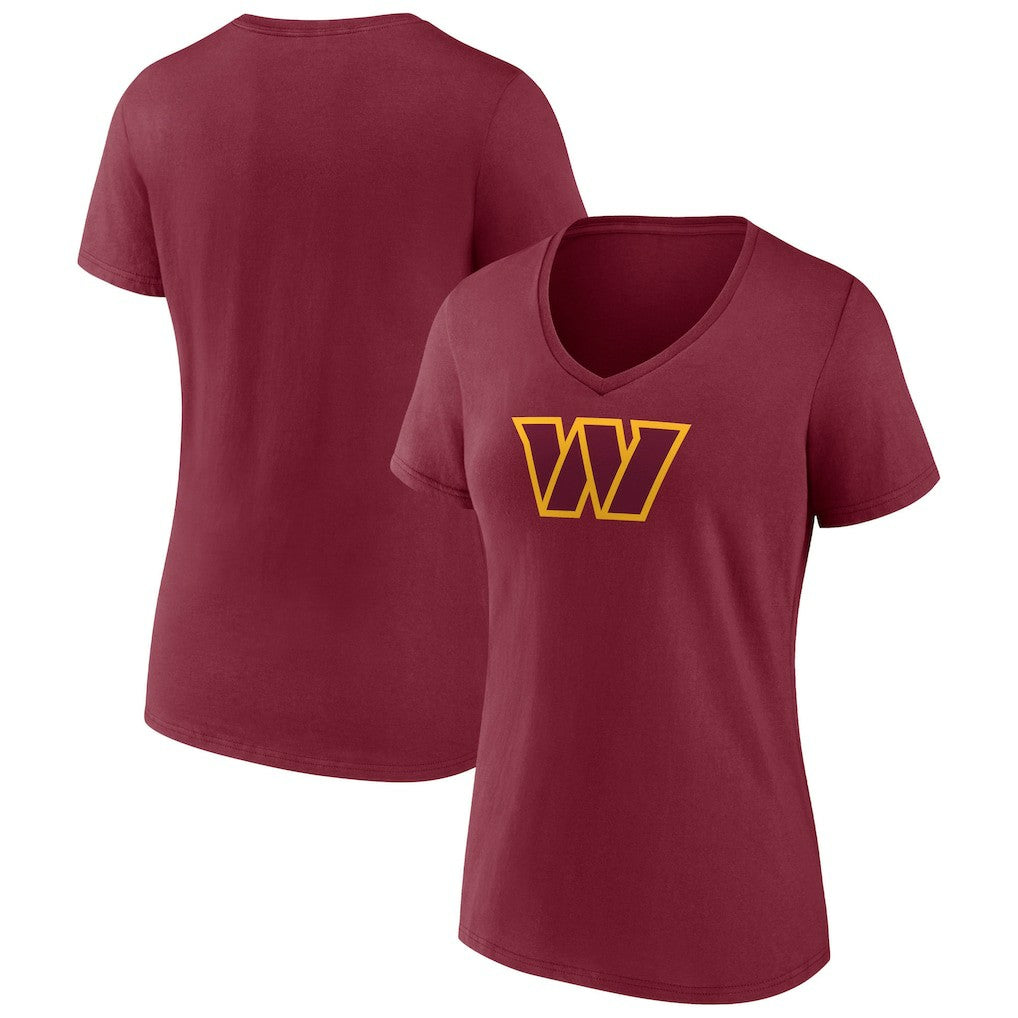 Washington Commanders Women's Primary Team Logo V-Neck T-Shirt - Burgundy discount