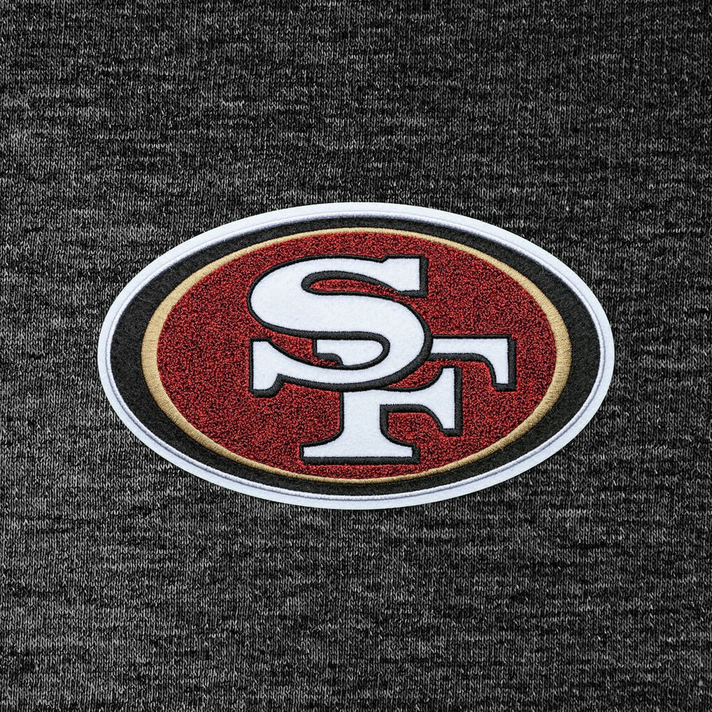 San Francisco 49ers Antigua Action Chenille Pullover Hoodie - Heathered Black sale