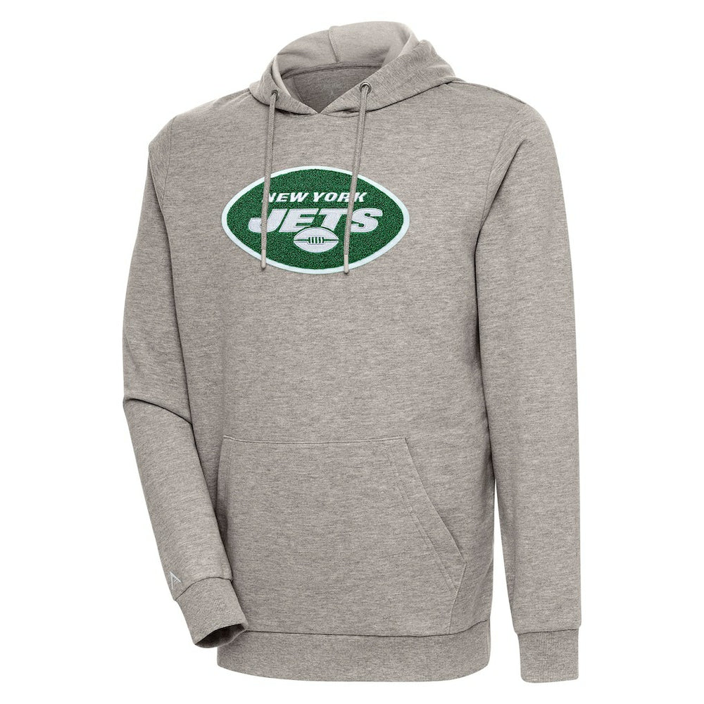 New York Jets Antigua Action Chenille Pullover Hoodie - Oatmeal outlet