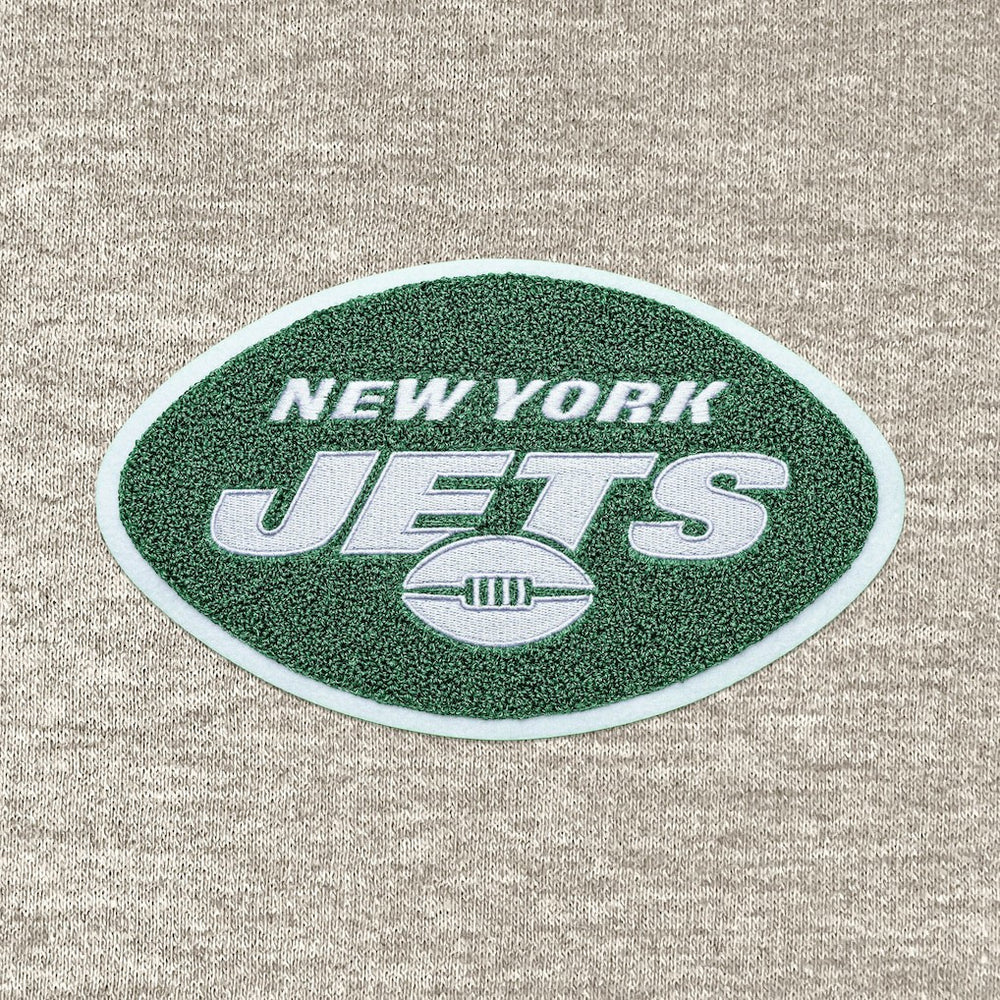 New York Jets Antigua Action Chenille Pullover Hoodie - Oatmeal outlet