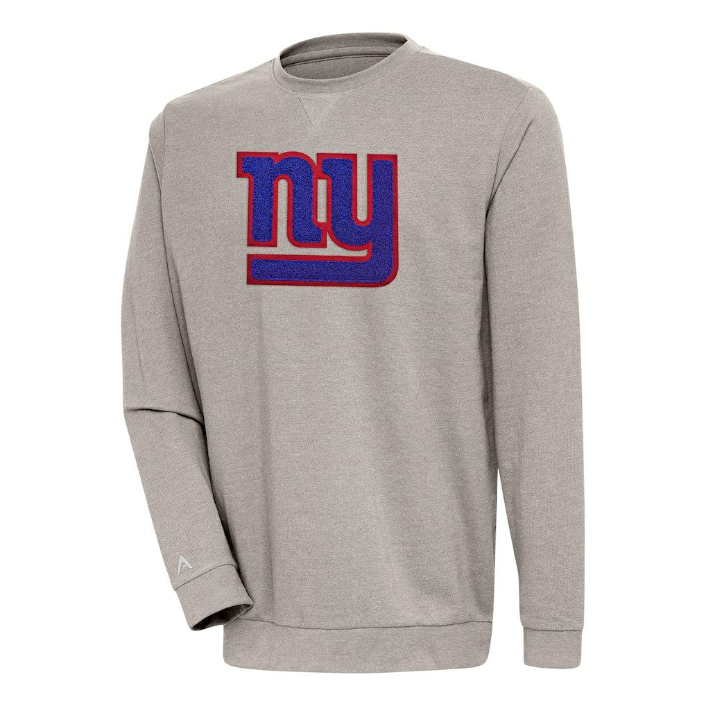 New York Giants Antigua Reward Chenille Pullover Crewneck Sweatshirt - Oatmeal outlet