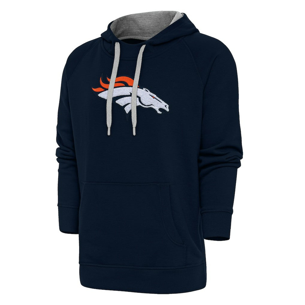 Denver Broncos Antigua Victory Chenille Pullover Hoodie - Navy cheap