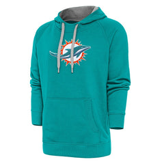 Miami Dolphins Antigua Victory Chenille Pullover Hoodie - Aqua sale