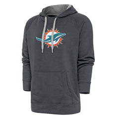 Miami Dolphins Antigua Victory Chenille Pullover Hoodie - Charcoal discount