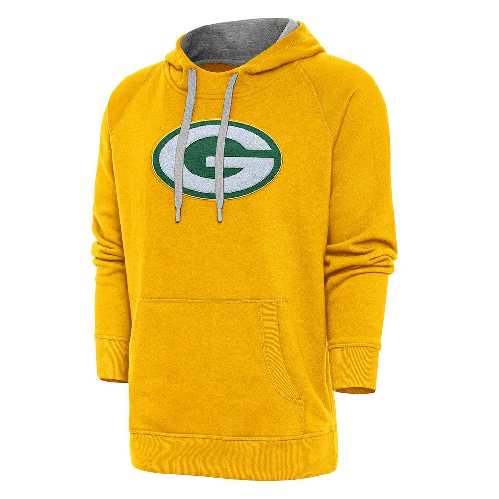 Green Bay Packers Antigua Victory Chenille Pullover Hoodie - Gold outlet