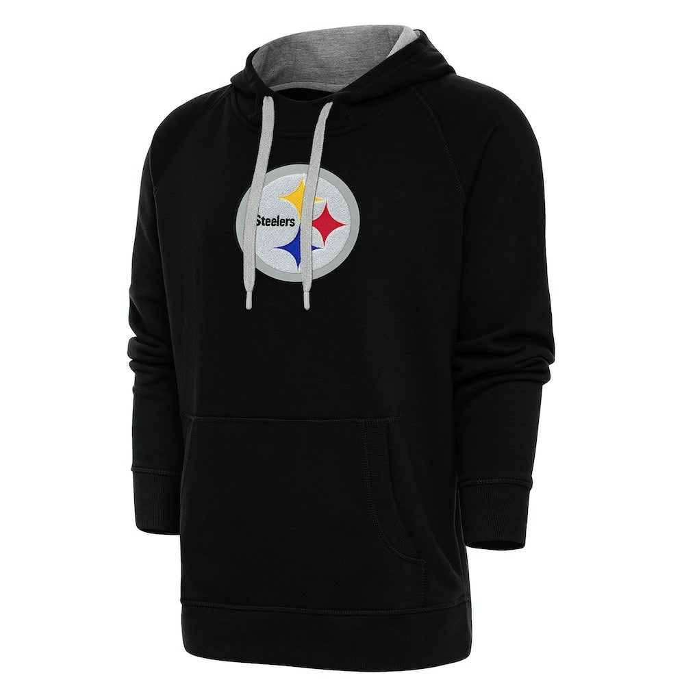 Pittsburgh Steelers Antigua Victory Chenille Pullover Hoodie - Black discount