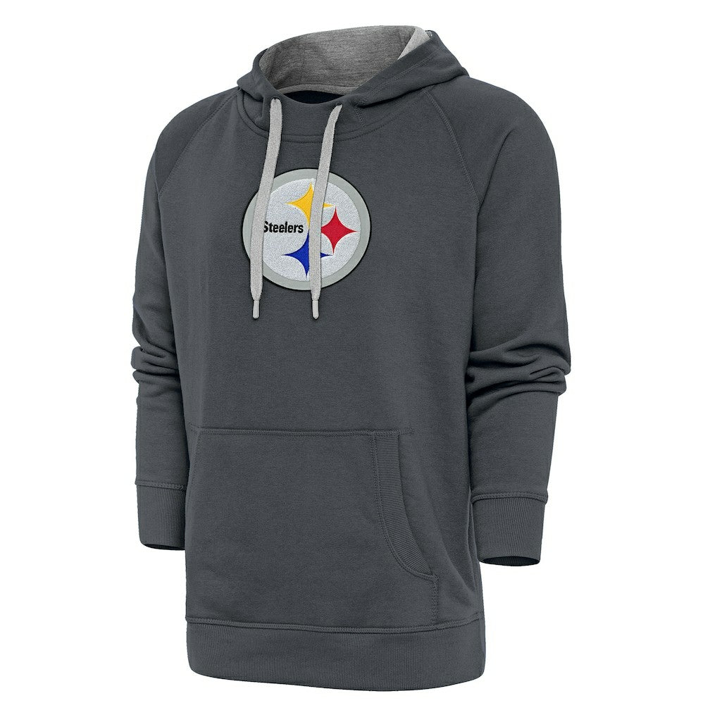 Pittsburgh Steelers Antigua Victory Chenille Pullover Hoodie - Charcoal online