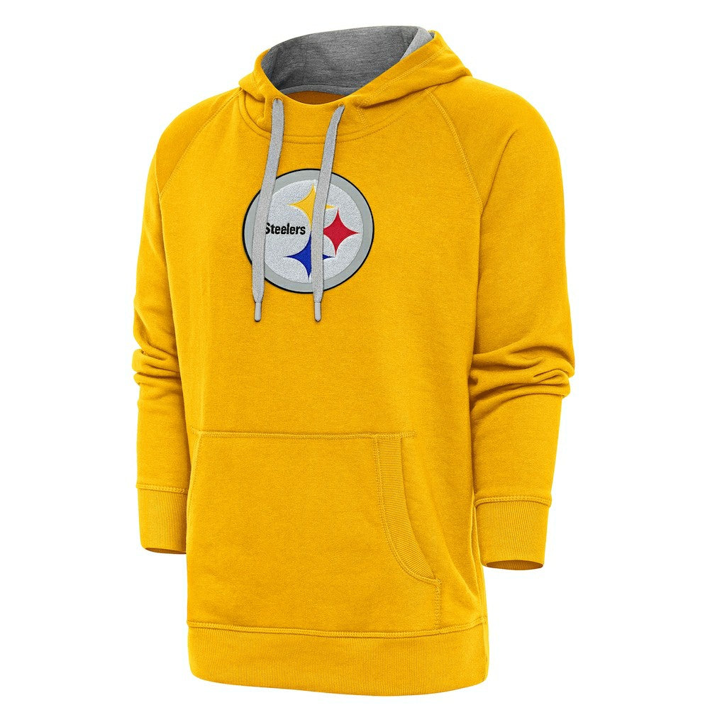Pittsburgh Steelers Antigua Victory Chenille Pullover Hoodie - Gold for sale