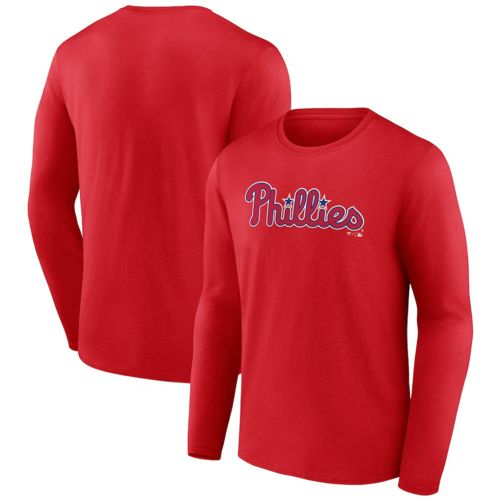 Philadelphia Phillies Wordmark Long Sleeve T-Shirt - Red