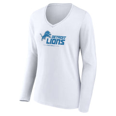 Detroit Lions Women's Logo Team Lockup Long Sleeve V-Neck T-Shirt - White online