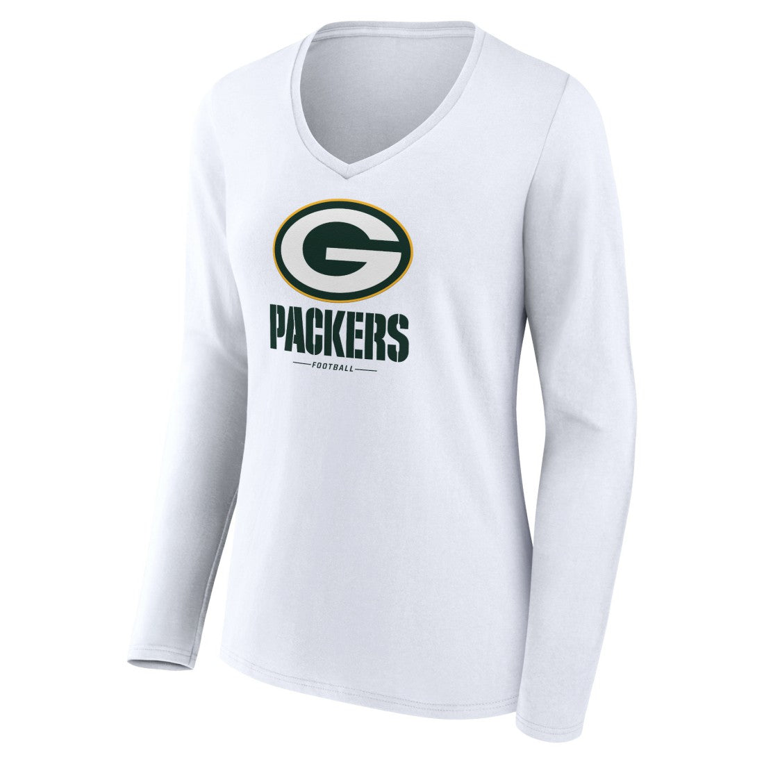 Green Bay Packers Women's Logo Team Lockup Long Sleeve V-Neck T-Shirt - White outlet