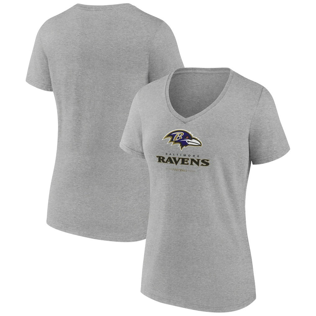 Baltimore Ravens Women's Logo Team Lockup V-Neck T-Shirt - Gray discount