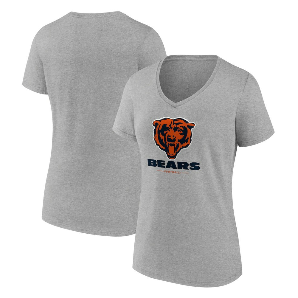 Chicago Bears Women's Logo Team Lockup V-Neck T-Shirt - Gray for sale