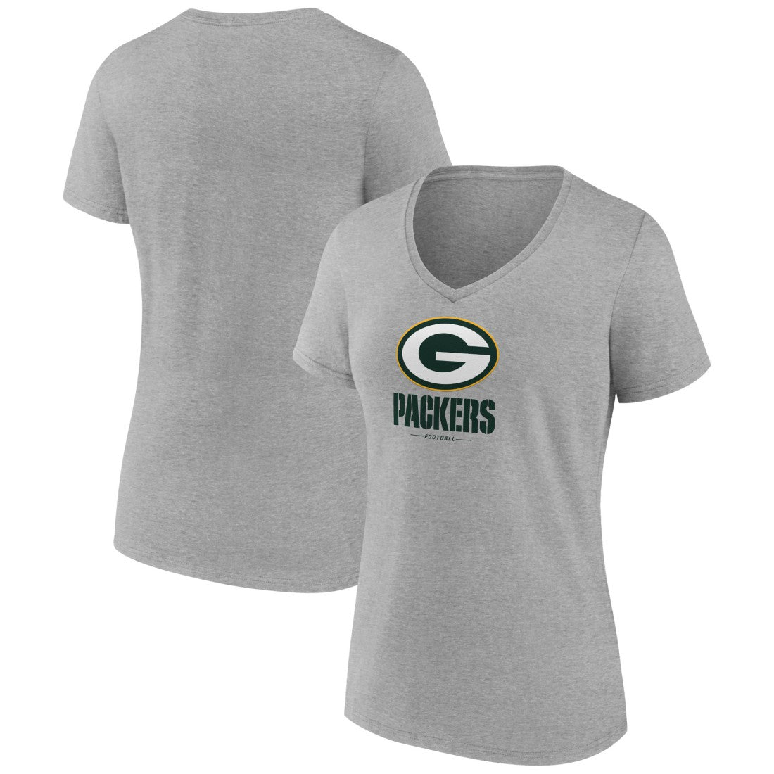 Green Bay Packers Women's Logo Team Lockup V-Neck T-Shirt - Gray sale