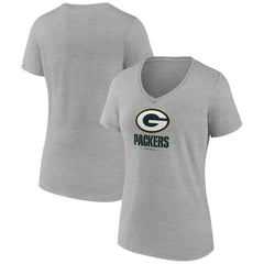 Green Bay Packers Women's Logo Team Lockup V-Neck T-Shirt - Gray sale