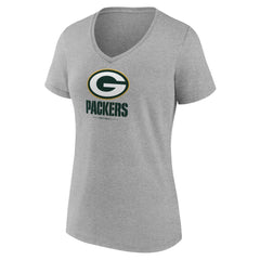 Green Bay Packers Women's Logo Team Lockup V-Neck T-Shirt - Gray sale
