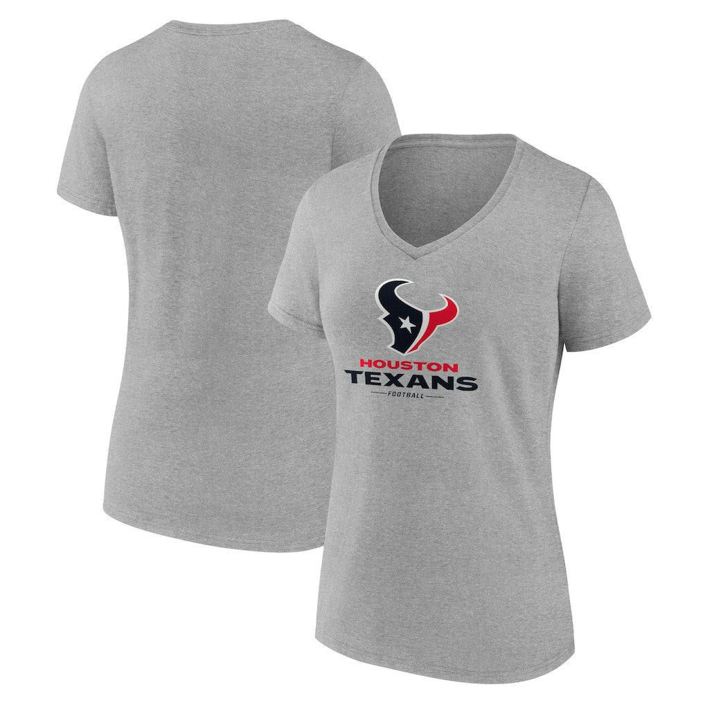 Houston Texans Women's Logo Team Lockup V-Neck T-Shirt - Gray for sale
