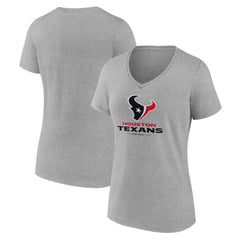 Houston Texans Women's Logo Team Lockup V-Neck T-Shirt - Gray for sale