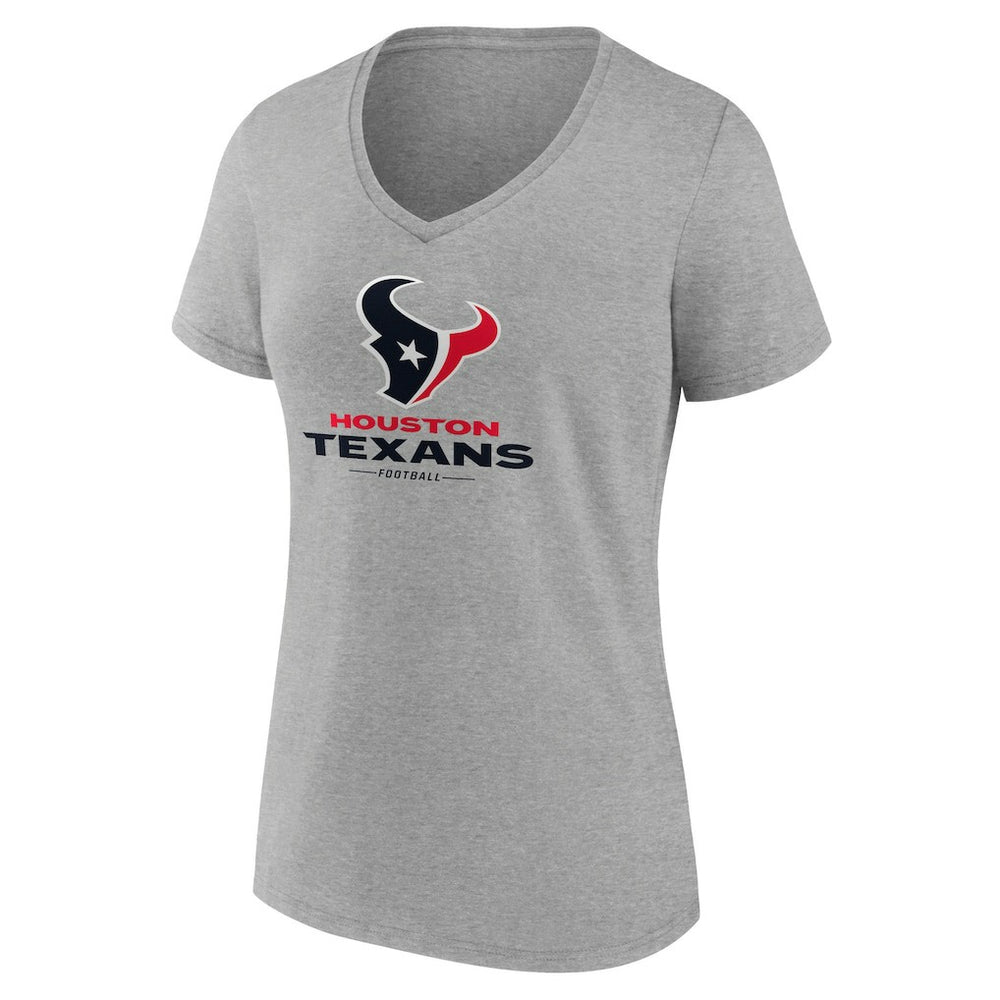 Houston Texans Women's Logo Team Lockup V-Neck T-Shirt - Gray for sale
