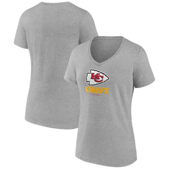 Kansas City Chiefs Women's Logo Team Lockup V-Neck T-Shirt - Gray discount