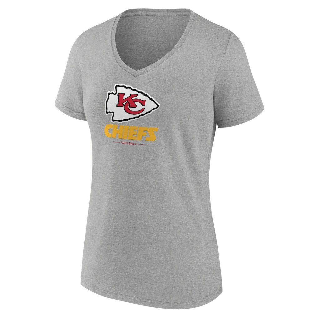 Kansas City Chiefs Women's Logo Team Lockup V-Neck T-Shirt - Gray discount