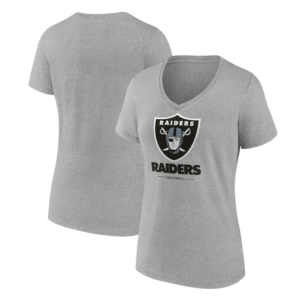 Las Vegas Raiders Women's Logo Team Lockup V-Neck T-Shirt - Gray discount