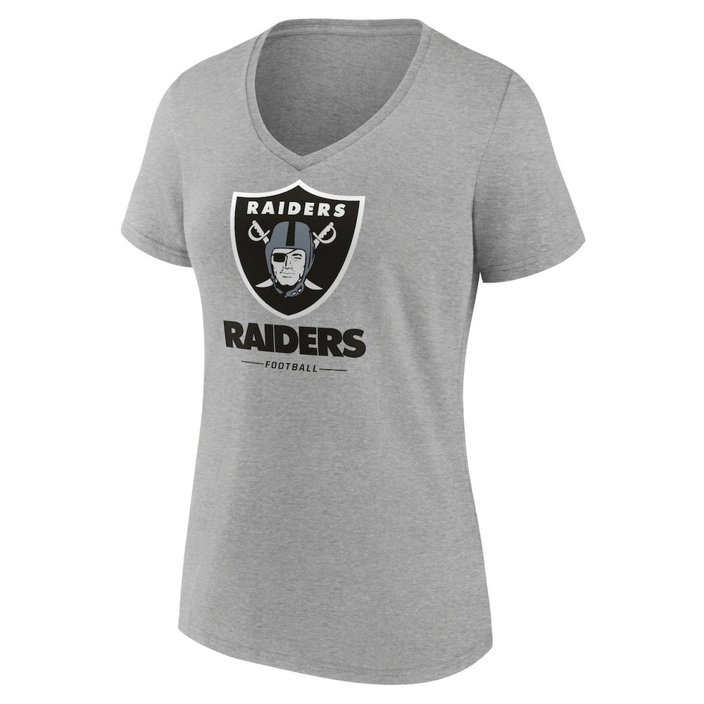 Las Vegas Raiders Women's Logo Team Lockup V-Neck T-Shirt - Gray discount