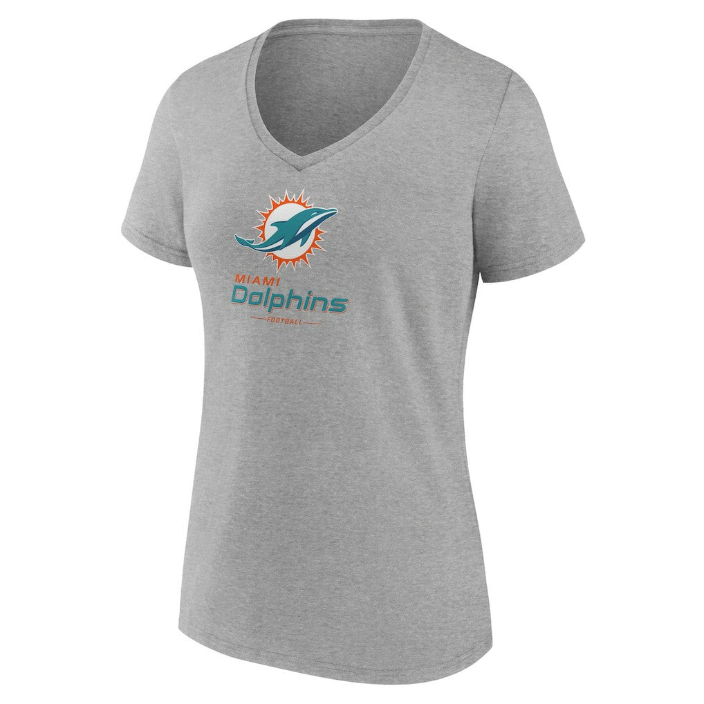 Miami Dolphins Women's Logo Team Lockup V-Neck T-Shirt - Gray online