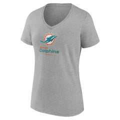 Miami Dolphins Women's Logo Team Lockup V-Neck T-Shirt - Gray online