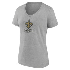 New Orleans Saints Women's Logo Team Lockup V-Neck T-Shirt - Gray online