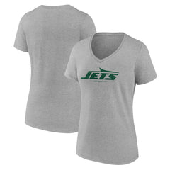 New York Jets Women's Logo Team Lockup V-Neck T-Shirt - Gray cheap