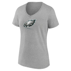 Philadelphia Eagles Women's Logo Team Lockup V-Neck T-Shirt - Gray cheap