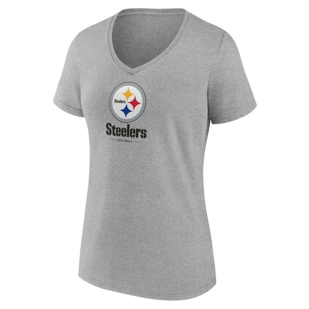Pittsburgh Steelers Women's Logo Team Lockup V-Neck T-Shirt - Gray online