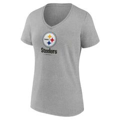 Pittsburgh Steelers Women's Logo Team Lockup V-Neck T-Shirt - Gray online