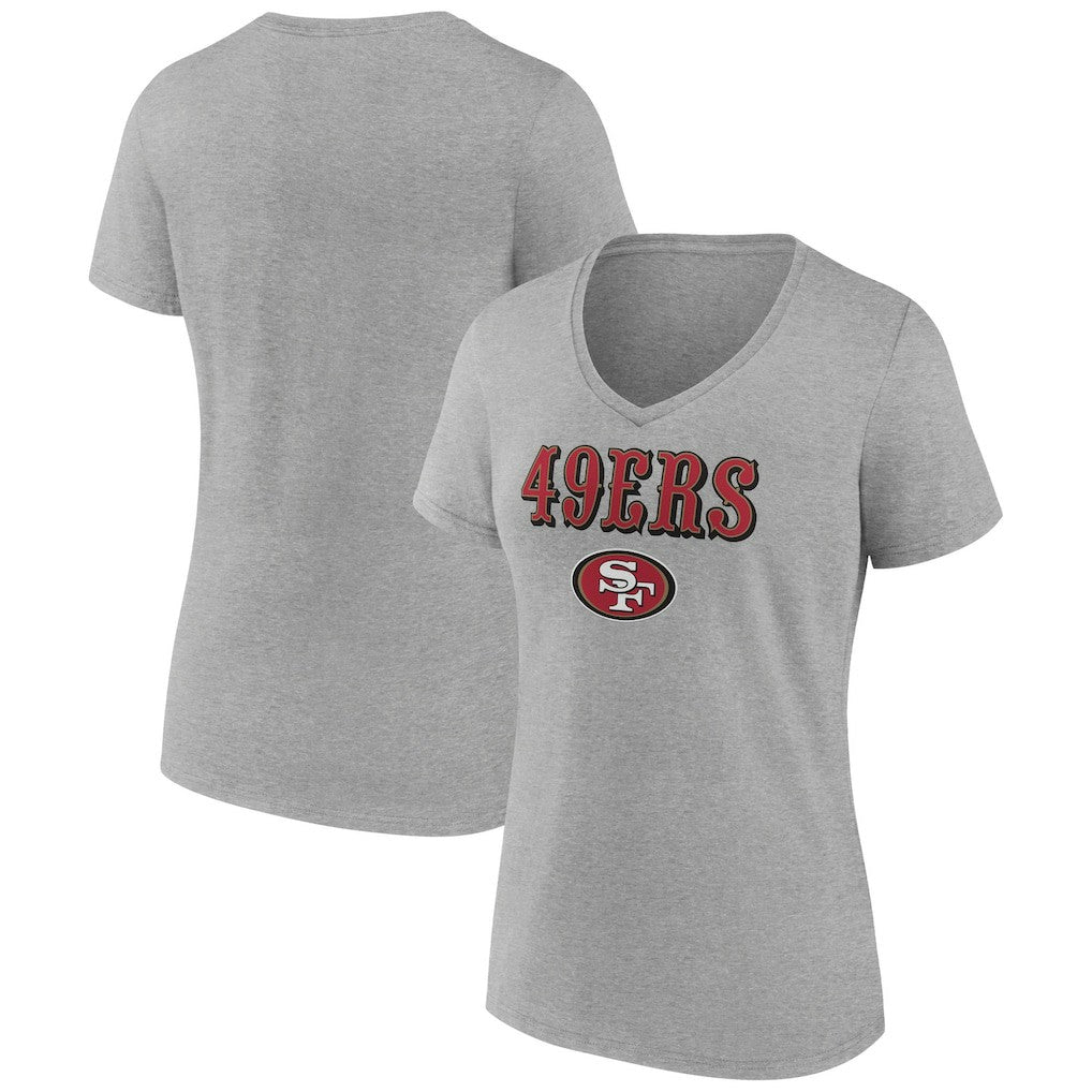 San Francisco 49ers Women's Logo Team Lockup V-Neck T-Shirt - Gray outlet