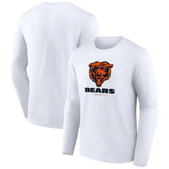 Chicago Bears Logo Team Lockup Long Sleeve T-Shirt - White outlet