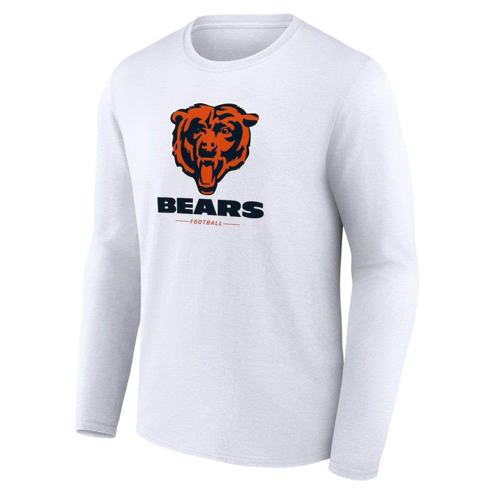 Chicago Bears Logo Team Lockup Long Sleeve T-Shirt - White outlet