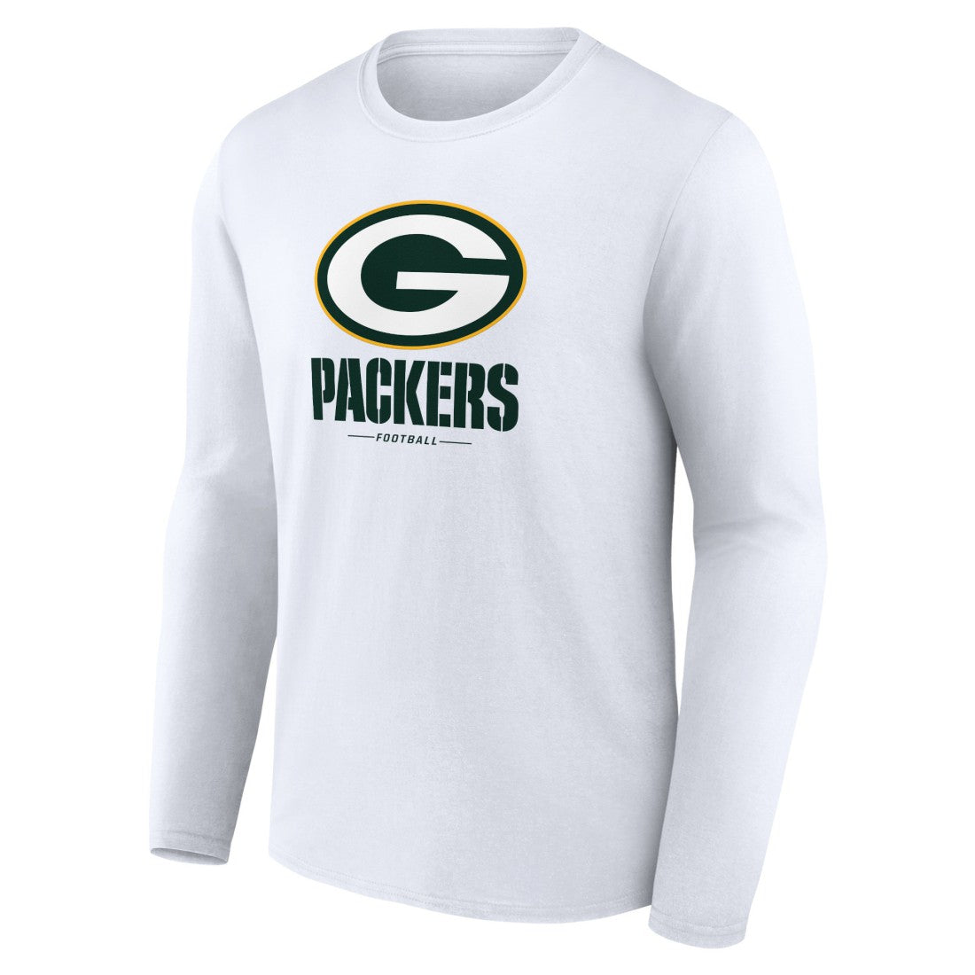 Green Bay Packers Logo Team Lockup Long Sleeve T-Shirt - White discount