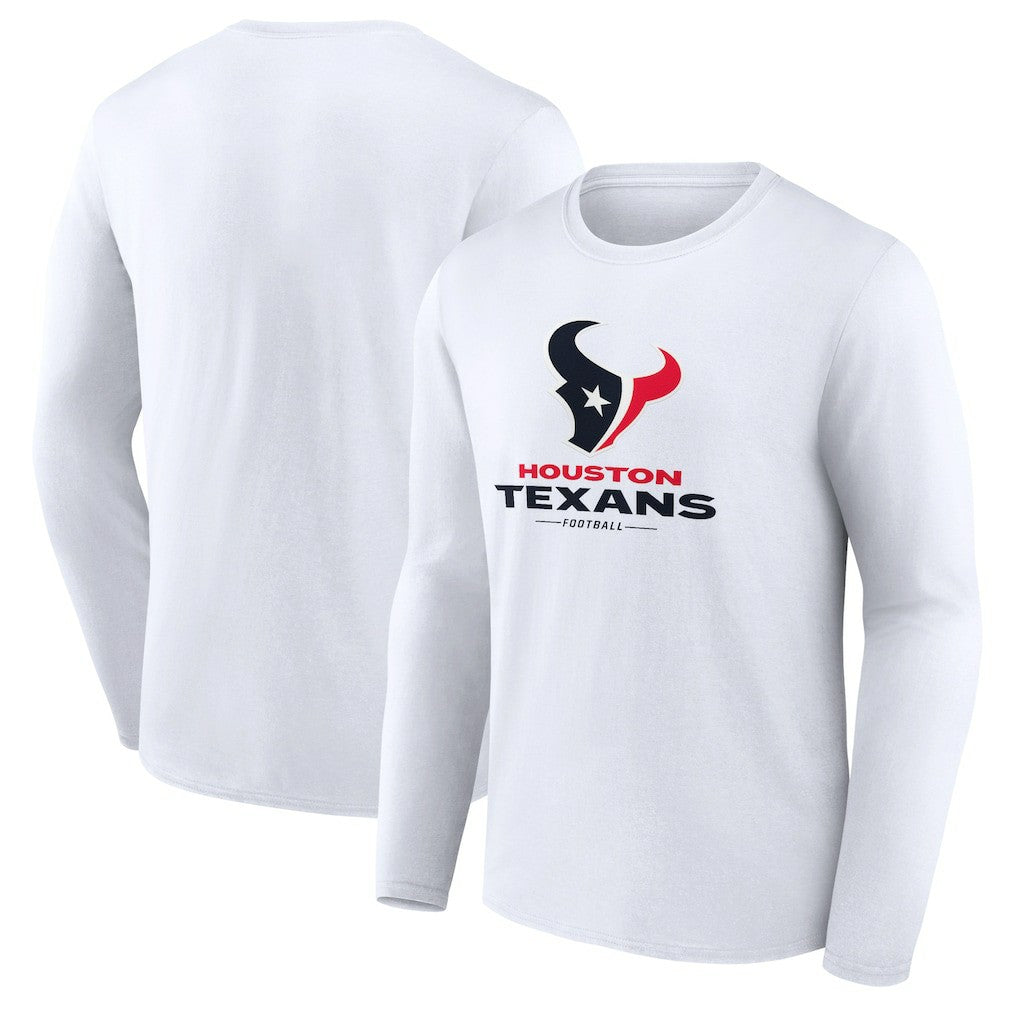Houston Texans Logo Team Lockup Long Sleeve T-Shirt - White outlet